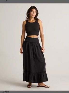 Black Cotton Gauze Maxi Skirt